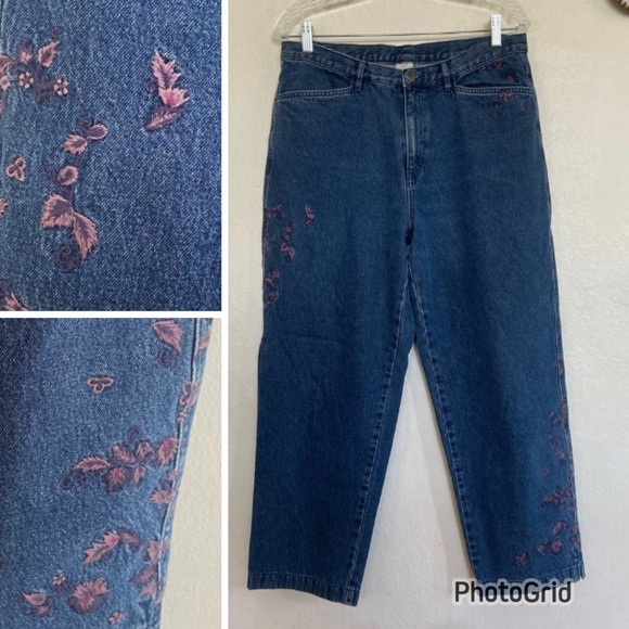 J Jill High Waisted Embroidered Cropped Jeans - Picture 1 of 10